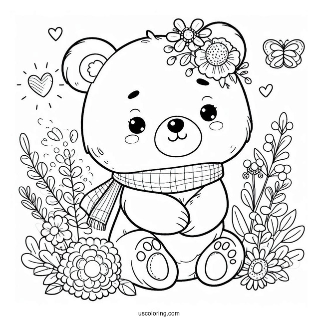 Cute Bear Coloring Page For Kids