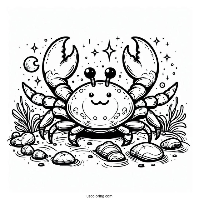 Spider Crab Coloring Page On Rocks