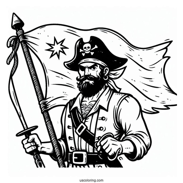 Simple Pirate Coloring Page Flag For Kids