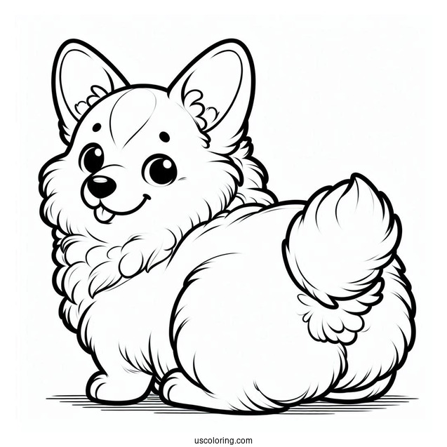 Fluffy Corgi Coloring Page Butt For Preschoolers
