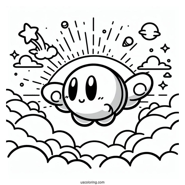 Fly Shy Guy Coloring Page In The Sky