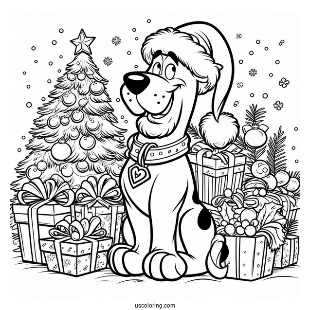 Christmas Themed Scooby-Doo Coloring Page