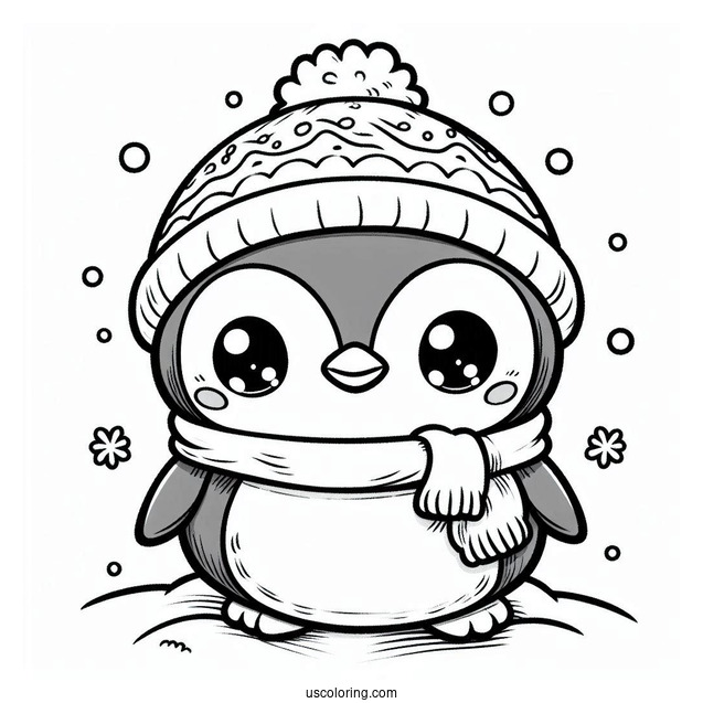 Cute Baby Penguin To Color In For Toddlers