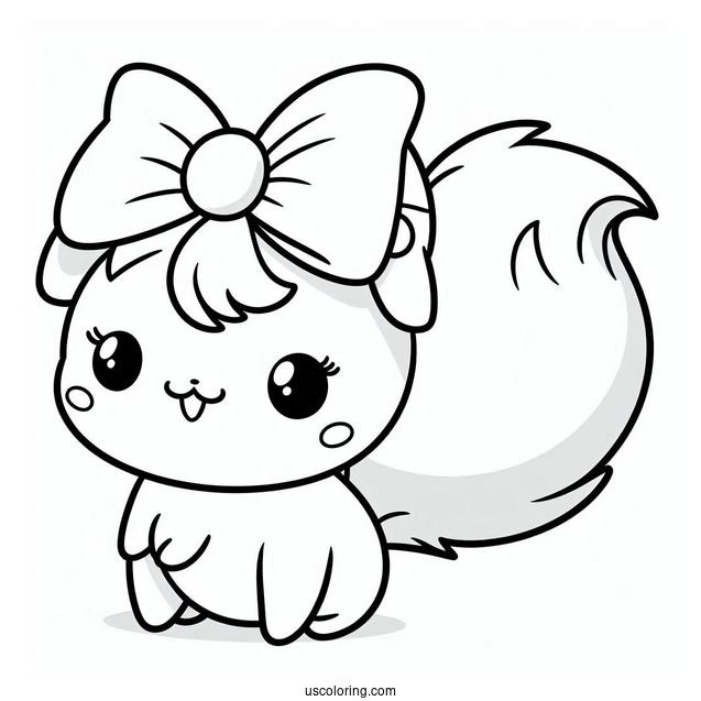 Simple Pochacco Coloring Page With Bow On Tail For Preschoolers