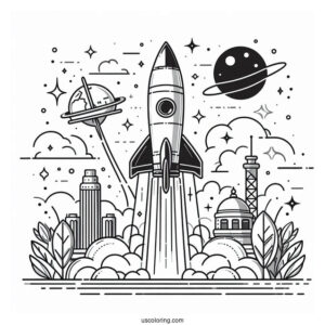 Discovery Rocket Launching To Color