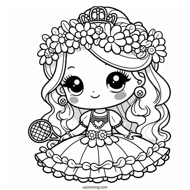 Princess Daisy Coloring Page In Cute Tennis Outfit