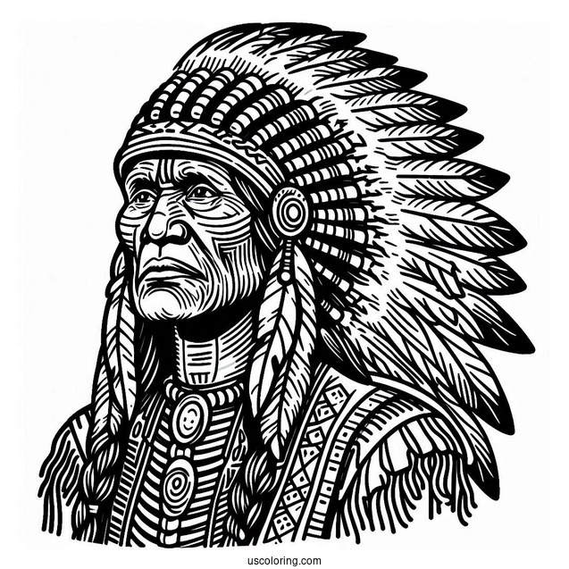 Native American Coloring Page Indian Chief