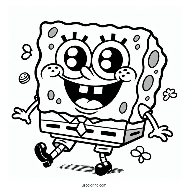Nickelodeon Coloring Page Of Smiling SpongeBob For Preschoolers