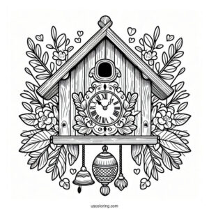 Cuckoo Clock Coloring Picture For Kids