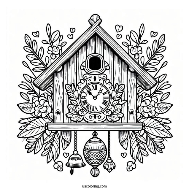 Cuckoo Clock Coloring Picture For Kids