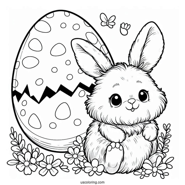 Furry Bunny Hatching From Easter Egg