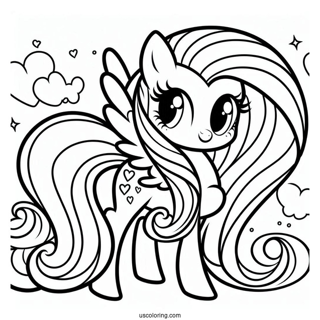 Simple Outline of Fluttershy to Color