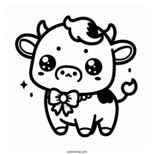 Cute Kawaii Cow Coloring Page