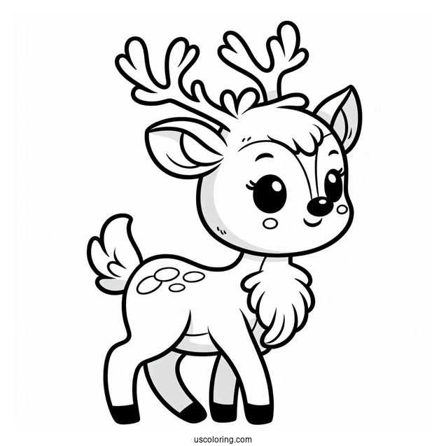 Cartoon Themed Reindeer To Color