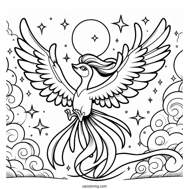 Ho-Oh Pokemon Soaring In The Sky