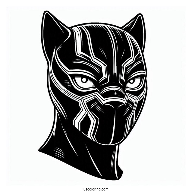 Black Panther Wearing Mask Coloring Page