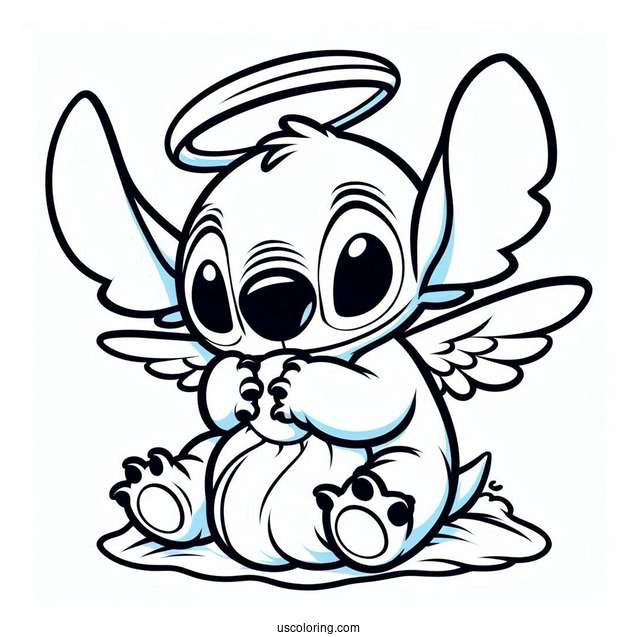 Stitch Hugging Angel (Experiment 624) Coloring Page