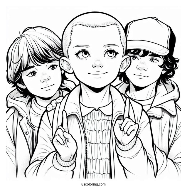 Eleven Protecting Her Friends Coloring Page