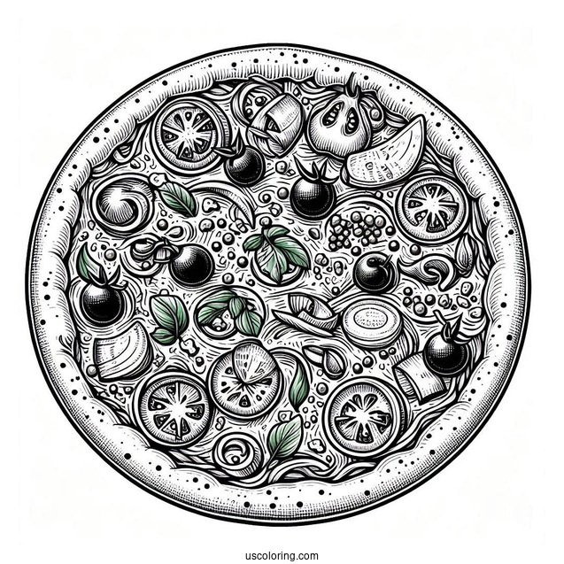 Deep Pan American Pizza Coloring Page