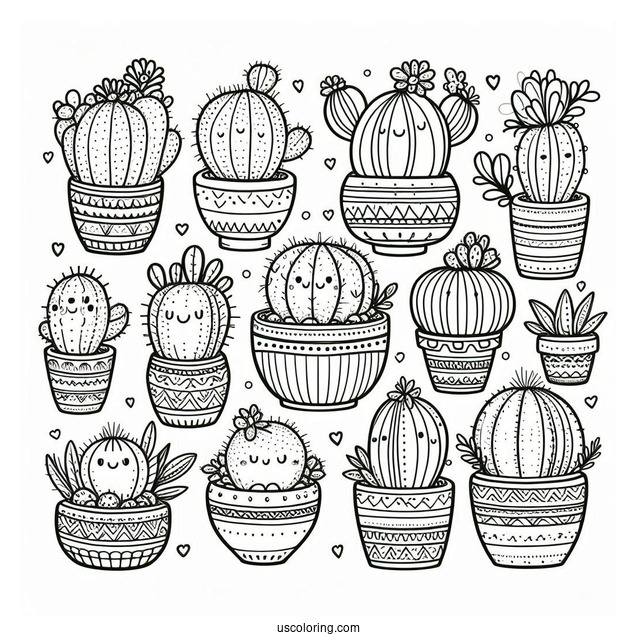 Various Baby Cactus Plants To Color