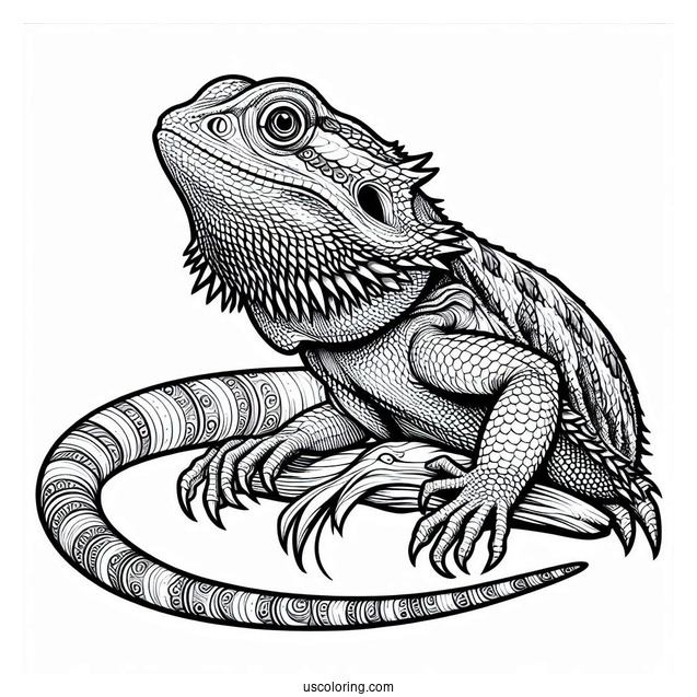 Central Bearded Dragon Lizard Coloring Page