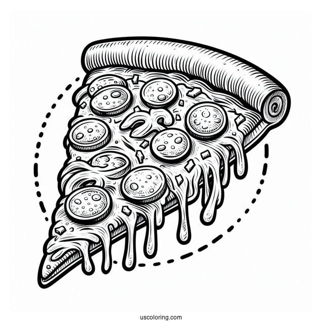 Pizza Slice With Lots Of Melting Cheese To Color