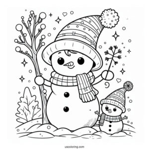 Magical Looking Young Snowman To Color