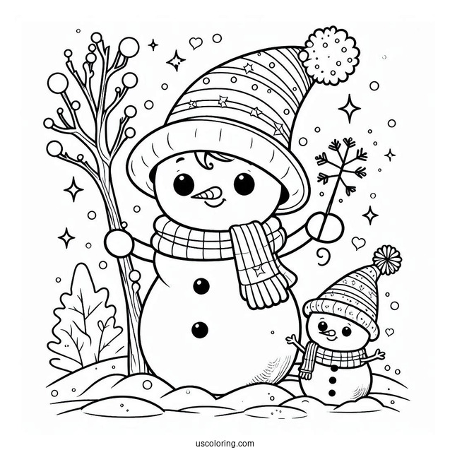 Magical Looking Young Snowman To Color