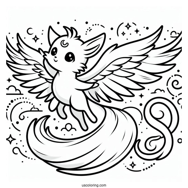 Easy Flying Tails Coloring Page For Kids