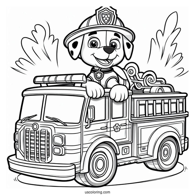 Coloring Page Of Marshall With Fire Truck