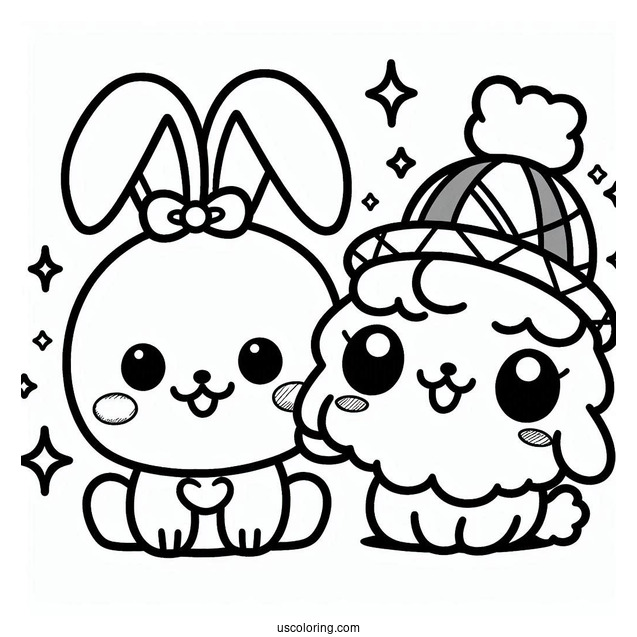 Sweet Pochacco And Pochamii Coloring Page For Kids