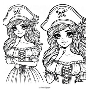 Pretty Female Pirate Coloring Page