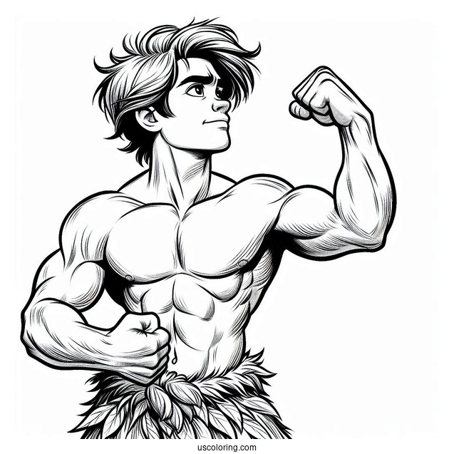 Young Tarzan Coloring Page Beating His Chest For Kids