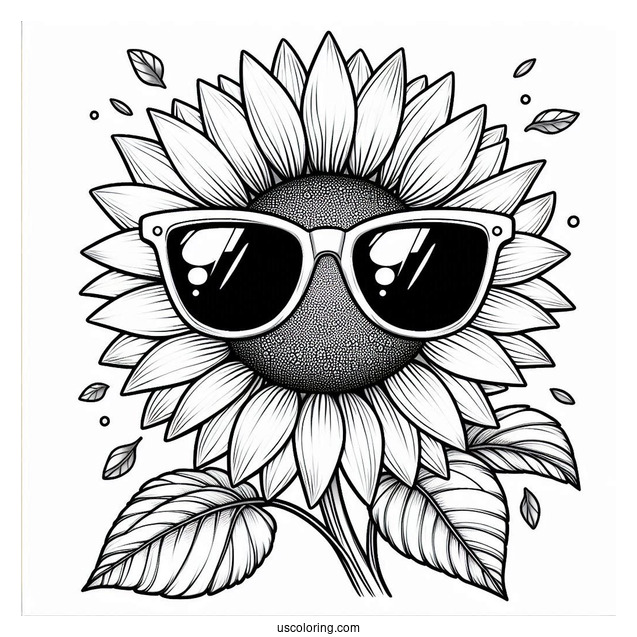 Cool Sunflower Wearing Sunglasses For Coloring