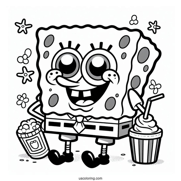 Nickelodeon Coloring Page Of Smiling SpongeBob For Preschoolers