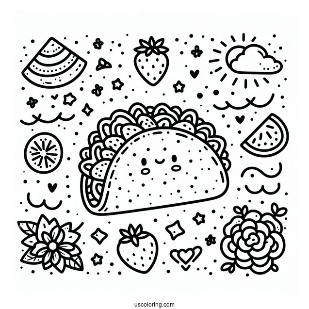 Cute Taco Coloring Page Tuesday For Preschoolers