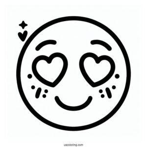 Smiling Face With Heart Eyes Emoji Coloring Page For Preschoolers