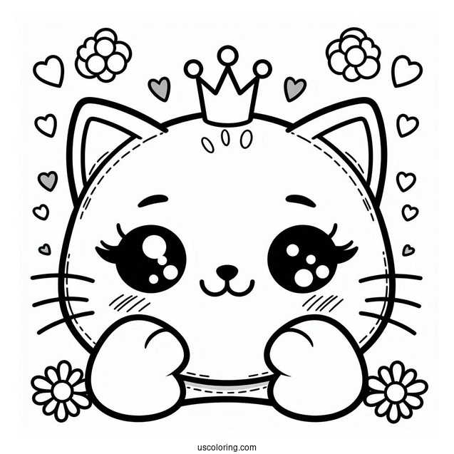 Cute Coloring Page Simple Cat Smiling For Preschoolers