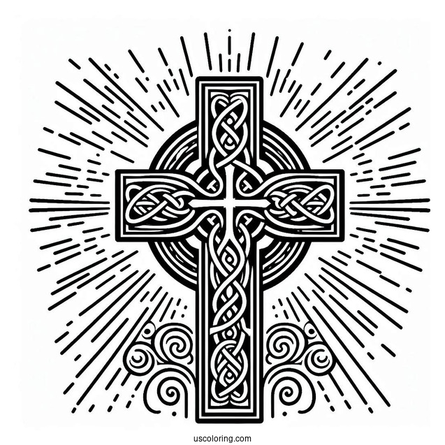 Celtic Cross With Beams From Heaven Coloring