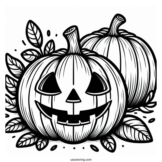 Pumpkin Coloring Page Of Jack O Lantern With Cut Out Eyes And Mouth