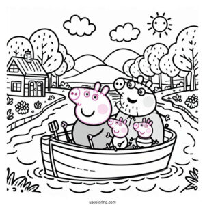 Peppa Pig Family On River Boat