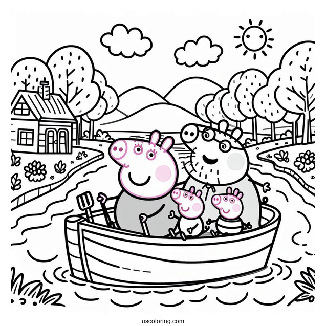 Peppa Pig Family On River Boat