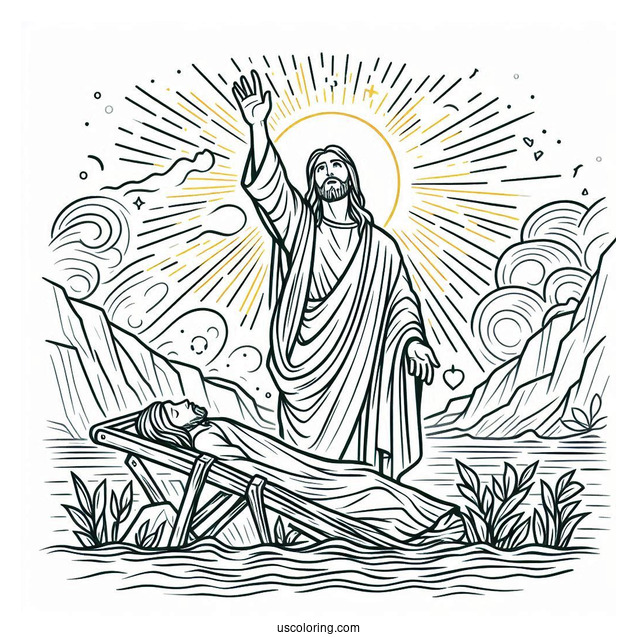 Jesus Restoring Sign Miracle Coloring Page