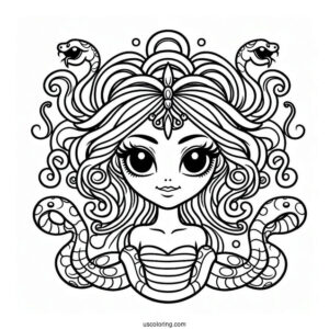 Cartoon Medusa Coloring Page With Snake Body