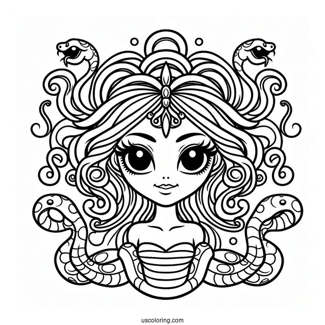 Cartoon Medusa Coloring Page With Snake Body