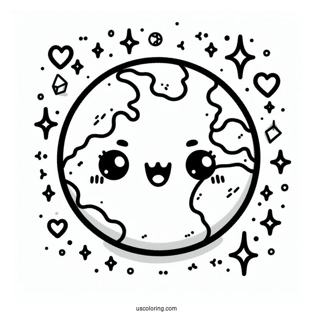 Happy Little Earth With Sparkling Background