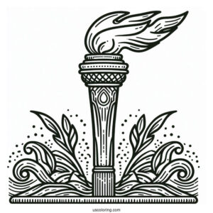 Olympics Coloring Page Torch For Kids