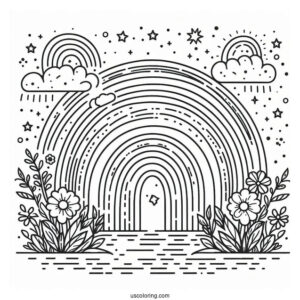Beautiful Rainbow Coloring Sheet For Kids