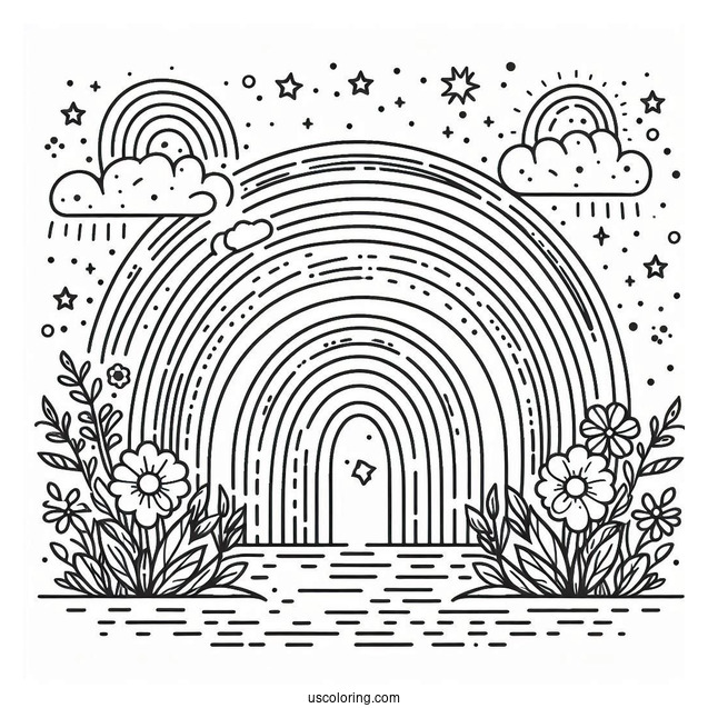 Beautiful Rainbow Coloring Sheet For Kids