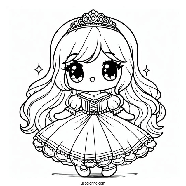 Kawaii Little Princess Coloring Page For Preschoolers